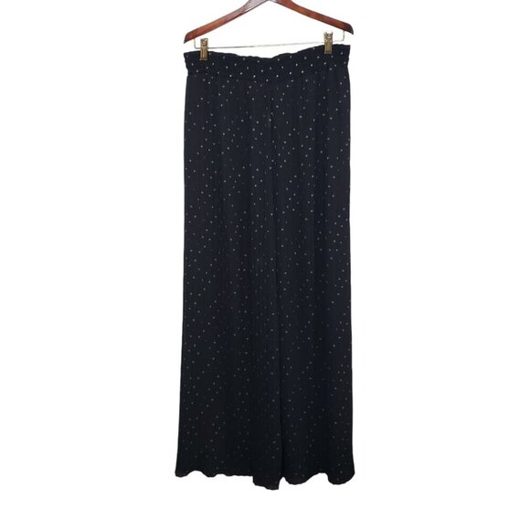Sheer Wide Pleated Leg Pants Pull On Stars Black  Gold Size Medium - Picture 3 of 13
